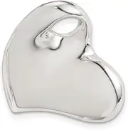 [JewelryWeb] 925 Sterling Silver No bail Concave Polished Love Heart Pendant Necklace 24x26mm Wide