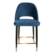 Durafurn 650mm High Denim Velvet Semifreddo Counter Stool with Black Metal Legs