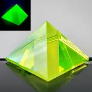 Vaseline Uranium Glass Pyramid Art Glass Uranium Yellow Small Figurine Art Deco