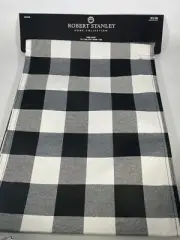 Robert Stanley Home Collection Black & White Buffalo Plaid Table Runner 70"x 13"
