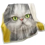 Angry Grey Kitten Cats Art Drawings Throw Blanket