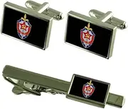 [Select Gifts] KGB Secret Agent Militairy USSR Flag Cufflinks Tie Clip Box Gift Set