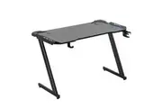 ALSTON 120cm Large Gaming Desk Computer Desk Z-Frame Racer Table with RGB Lights Cup Holder and Headphone Hook for Home Office Gaming Setup 120x60x73cm