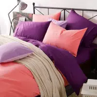 在飛比找Yahoo!奇摩拍賣優惠-素色 床包組 5尺標準雙人 胭脂紫 精梳純棉 馬卡龍 不起毛