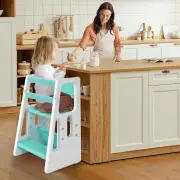 CostwayKids Step Learning Stool with Double Safety Rails for Baby-Green
