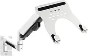 Monitor Arm Gas Wall Mount Monitor Arm with Laptop Tray, Aluminum Gas Spring Full Motion Laptop Mount Arm Fits Max 32 inch, 19.8 lbs Screens/ 10-17" Laptop Monitor Desk Mount(White)