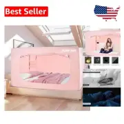 Light-Reducing Twin Bed Tent with Mesh & Three-Door Access in Macaron Pink