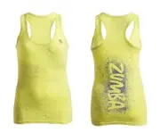 Zumba Cosmic Blast Racerback Tank Top - Lemon Yellow XS ~ New! ~ Free Ship! ~