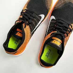 美國百分百【Nike】Free 4.0 Flyknit 耐吉 鞋子 慢跑鞋 運動鞋 球鞋 編織 螢光橘黑 男 G030