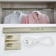 NICETOW Infrared Sensor Wardrobe Closet Rod,2-in-1 Clothes Rail with Built-in Lithium Battery and LED Lighting,Heavy Duty Closet Rod 50kg Load (Size : 950mm)