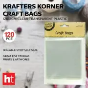 Krafters Korner [3PK] Craft Bags Clear Transparent Plastic Sealable - 12 x 12cm