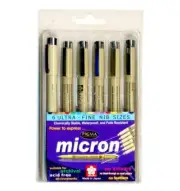 6 Sakura Pigma Micron Pens Ultra Fine Nib BLACK INK tips art craft pen artist