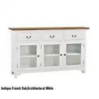 MET SOLID MAHOGANY WHITE/ANTIQUE FRENCH OAK SIDEBOARD BUFFET 3-DOORS 3 DRAWERS