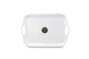 24 x Glossy White Rectangular Melamine Serving Trays w Handle Food Tray Platter 41CM
