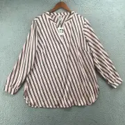 Anne Klein Peasant Blouse Womens 0X Multicolor Pink Long Sleeve Pullover NEW