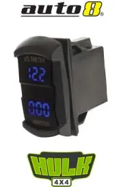 Hulk 4x4 HU6698B Switch Size Ammeter Voltmeter 12/24v - 5-30v 0-10A - Blue LED