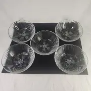 Bowls Libbey Harmony Clear Glass Dessert Berry Bowls 5" Set of 5 Vintage