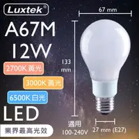 在飛比找ETMall東森購物網優惠-【LUXTEK】LED燈絲燈泡 球泡型 12W E27 奶白