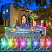 Solar Pool Lights for above Ground Pool Frame, 2025 Upgraded Super Bright RGB Wa