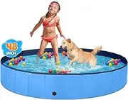 Jecoo Dog Pool for Large Dogs Kiddie Pool Hard Plastic Foldable Dog Bathing Tub Portable Outside Kids Swimming for Pets and Dogs Outdoor Backyard