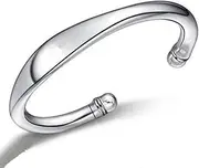 [BABESA] Sterling Silver Bracelet,Chain Bangle,Sterling Silver Bracelet For Women,Women 925 Sterling Silver Cuff Bangle Minimalist Hand Polishing Bracelet Sterling Silver Jewellery Birthday Gifts For Sisters F