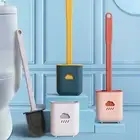 Silicone Toilet Brush Soft Bathroom Cleaning Flex Bristles Holder Creative Tool✅