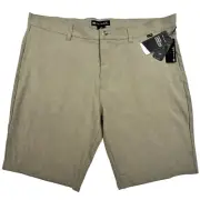Travis Mathew Prestige Golf Shorts Mens Kendo Khaki Check Pattern Stretch Sz 42