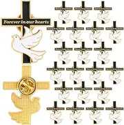 [Misdary] Funeral Favors for Guests Memorial Cross Pins Dove Pin Forever in Our Hearts Lapel Pin for Mourning Remembrance Day