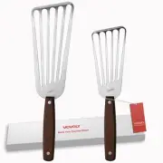 2 Pack Fish Spatula Turner, Stainless Steel Slotted Spatulas for Flipping, Tu...