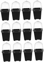 GANAZONO 12Sets Nursery Pots with Humidity Dome Plant Containers for Seedlings Strong Drainage Ventilation for Succulent Propagation Plant Transitions Durable