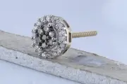 10k Yellow Gold Womens Brown Diamond Flower Cluster Screwback Stud Earrings