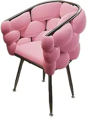 Bubble Chair Modern Lounge Sofa Barrel-Shaped Backrest Velvet Fabric Vanity Chair for Living Room or Bedroom, Makeup, Office, Fining Room (Pink Black)