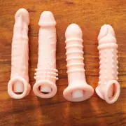 Realistic Penis Extension Extender Sleeve Penis Sheath Girth Enhancer Men Condom