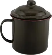 ERINGOGO Retro Enamel Coffee Mug with Lid Vintage Style Water Cup for Camping Tea and Outdoor Use Durable Enamelware Tumbler for Home and Travel