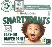 SmartyPants Pull Up Style Diapers | EWG Verified Safe & Plant-Based | Quilted 360 Waistband, Super Absorbent for Overnight Leak Protection | Training Pants by HealthyBaby | Size 6 (32 Count)