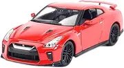 Finished Scale Model 1:24 for Nissan GTR 2017 Sports Car Alloy Die-cast Car Model Simulation Miniature Vehicle Model Ornaments Collection Presents Ornaments(Red)