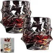 Tsukiglass Whiskey Glasses, Japanese Crystal Whiskey Glasses, Storm Japanese Crystal Whisky Glasses, Unique Crystal Whiskey Glasses, Rocks Glasses Set (2PCS)