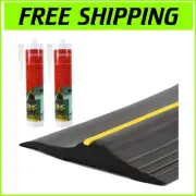 Universal 20Ft Garage Threshold Seal with High Visibility Safety Strip - Black