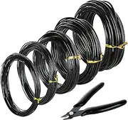5 Roll Bonsai Wire 5 Size - 1.0MM, 1.5MM, 2.0MM, 2.5MM, 3.0MM Black Anodized Aluminum Bonsai Training Wire 160 Feet Total Length with Wire Cutter (Single roll Length 32 Feet)