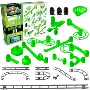 Marble Rails Booster Set: 30 Piece Marble Run (includes 12 Plastic Marbles), ...