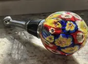 Wine Bottle Stopper Hand Blown Millefiori Ball Multi Colored Glass
