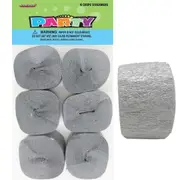 Silver Crepe Streamers (Pack of 6)