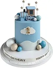 18PCS Train Cake Toppers Balls Cake Decorations with Star Cake Toppers for Boy Girl Baby Shower Train Theme Birthday Party Decorations (Blue)