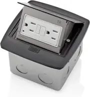 PFGF1-MB Pop-Up Floor Box with 15 Amp, Tamper-Resistant Self-Test GFCI Outlet, B