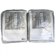 Grey Rod Pocket Curtain Panels 50x108 Bloomsbury Set of Two Microsculpt Long