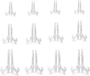 12Pcs Clear Plastic Easels, 4/6/8 Inch Acrylic Easels Stand, Decorative Plates Stand, Display Holders for Pictures, Photo Frames, Greeting Cards, Tabletop Artworks, Place Card, Collectibles