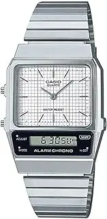 [Casio] AQ800E-7A Vintage Style Digital Silver Strap Unisex Adult Watch, White Dial, 40.7 × 32.1 × 8.7 mm