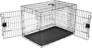 Amazon Basics Foldable Metal Wire Dog Crate with Tray, Double Door, 91cm Length, Black