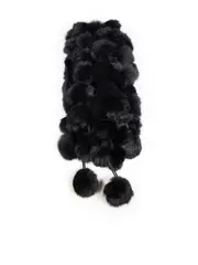 Black Fur Pom Pom Scarf