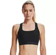 Women's Under Armour Crossback Mid Sports Bra - Black/Black/Jet Gray - L